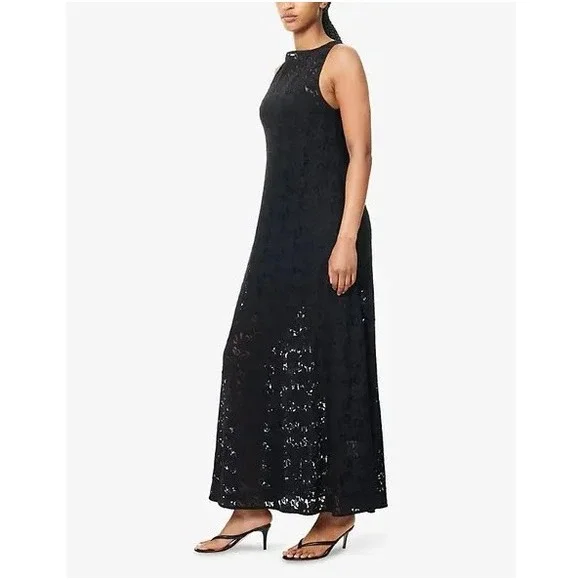 Dissh Women's Black Loula Lace Embroidery Stretch Woven Midi Dress Size 16
